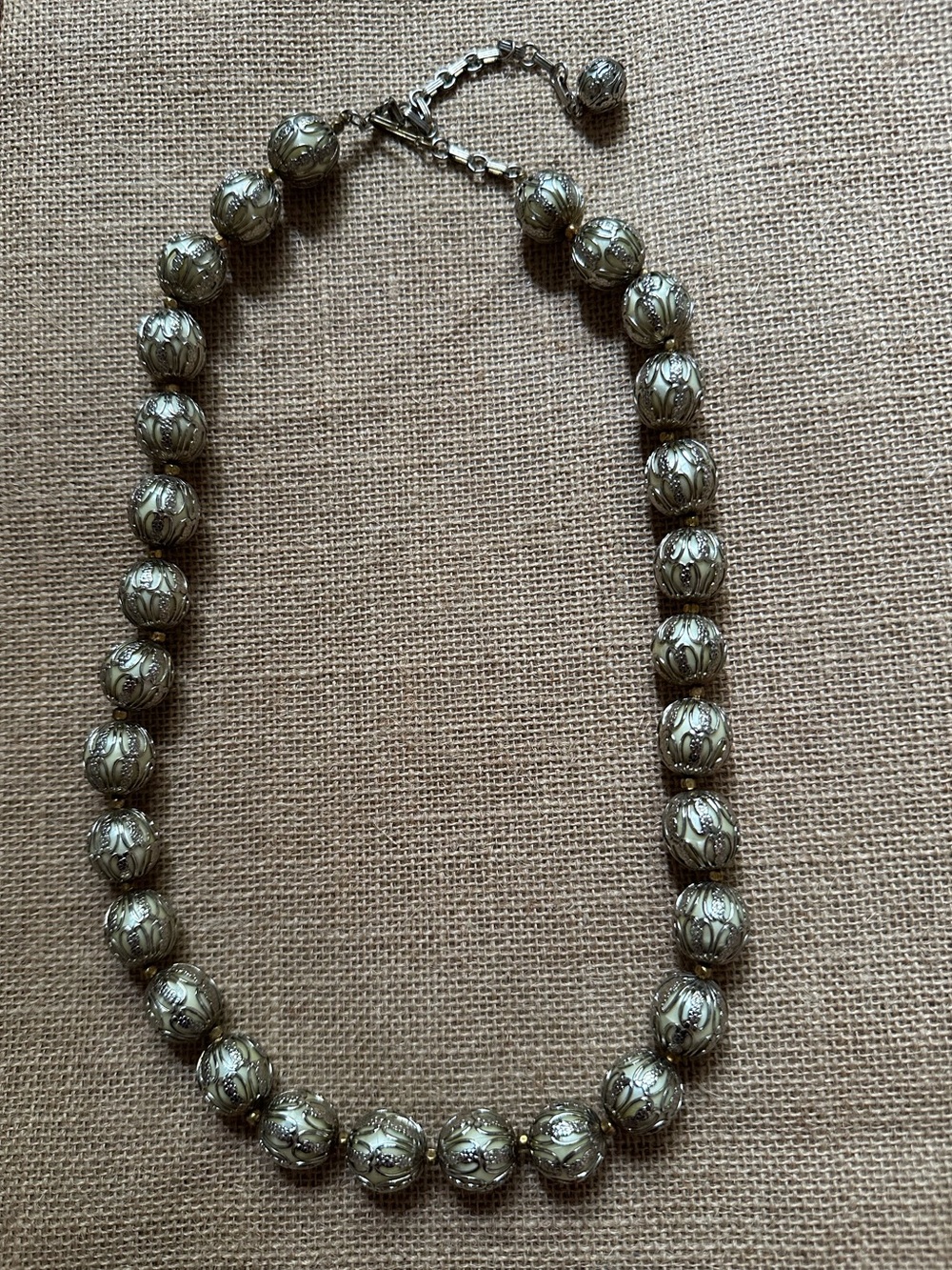 Vintage 1950s Moonglow Filigree Beaded Necklace